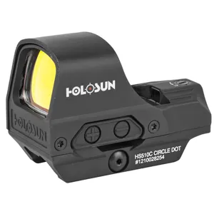 Holosun Technologies Open Reflex 2MOA Dot or 2MOA Dot with 65MOA Circle Solar with Internal Battery Quick Release Mount AR Riser Protective Hood Black
