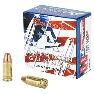 Hornady American Gunner 9MM 115 Grain XTP 25 Round Box 