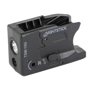 Nightstick TSM-15G Subcompact Tactical Weapon-Mounted Light w/Green Laser Fits S&W Shield 9/40 150 Lumens 2,700 Candela Black .75 Hours of Runtime IP-X4 Water-Resistant Rechargeable Battery 