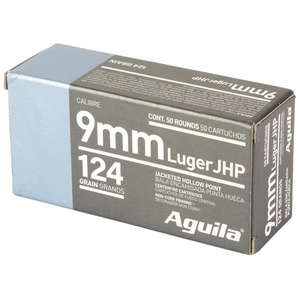 Aguila Ammunition Pistol 9mm 124Gr Jacketed Hollow Point 50 Round Box 