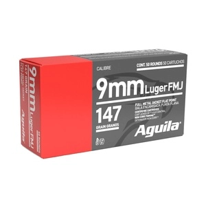 Aguila Ammunition 9mm 147 Grain Full Metal Jacket Flat Point 50 Round Box 