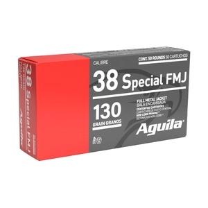 Aguila Ammunition Pistol 38 Special 130 Grain Full Metal Jacket 50 Round Box 