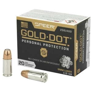 Speer Ammunition Speer Gold Dot Personal Protection 9mm 115 Grain Hollow Point 20 Round Box 