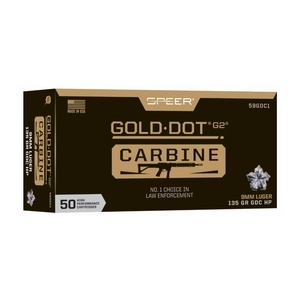 Speer Ammunition Speer Gold Dot Carbine 9mm 135 Grain Gold Dot Hollow Point 50 Round Box 