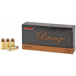 PMC Ammunition Bronze 45ACP 185 Grain Jacketed Hollow Point 50 Round Box 