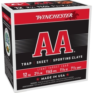 Winchester Ammunition AA Target 12 Gauge 2.75 #7.5 2 3/4 Dram 1.125 oz. Shotshell 25 Round Box 