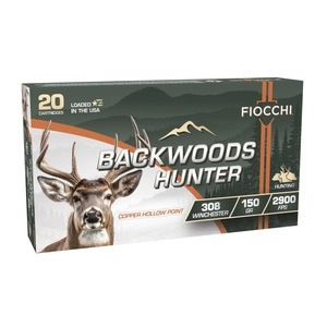 Fiocchi Ammunition Backwoods Hunter .308 Winchester 150 Grain Copper Hollow Point 20 Round Box