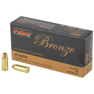 PMC Ammunition Bronze .32 ACP 60 Grain Jacketed Hollow Point 50 Round Box